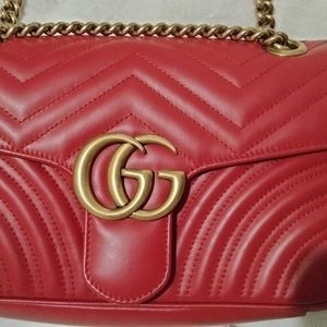 Gucci marmont hibiscus red shoulder bag
